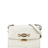 グッチ ズゥミ ショルダーバッグ 576388 ホワイト ゴールド シルバー レザー レディース GUCCI 【中古】